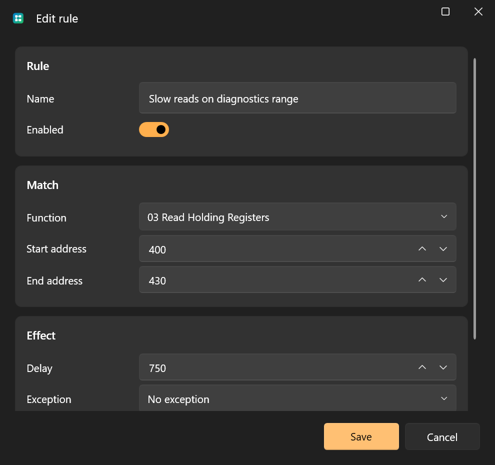 Fault rule editor
