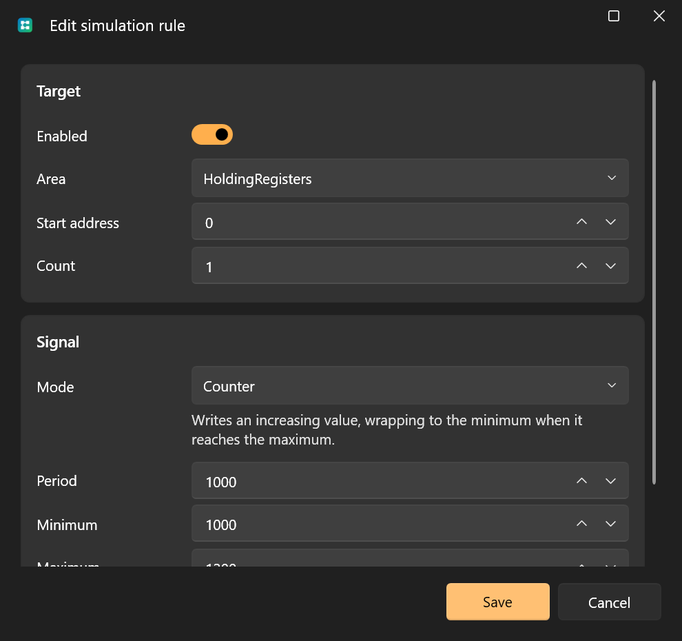 Simulation rule editor