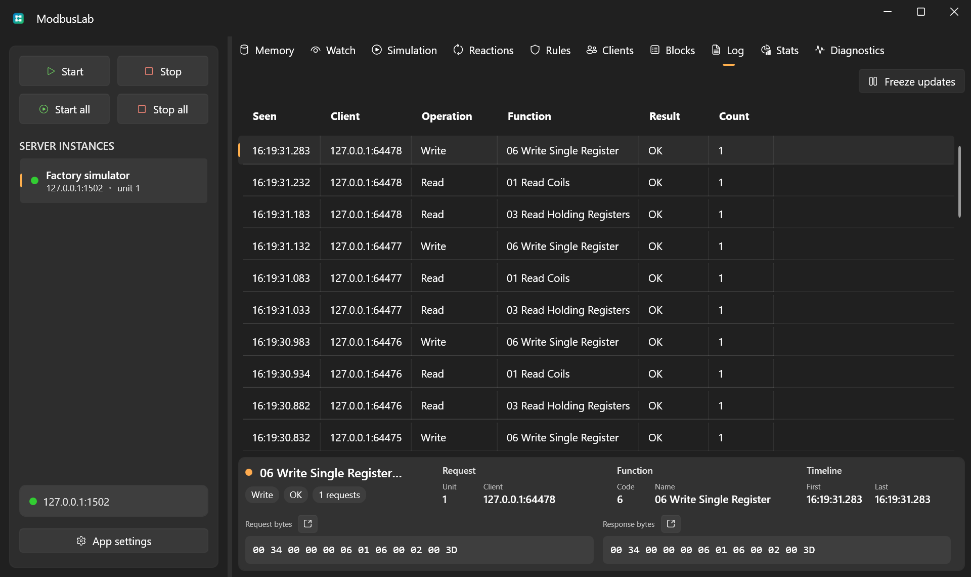 Traffic log view