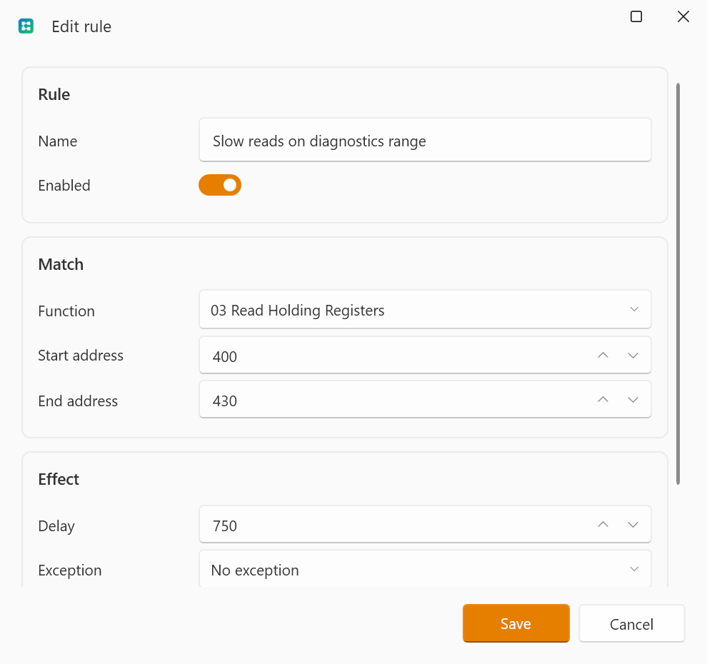 Fault rule editor