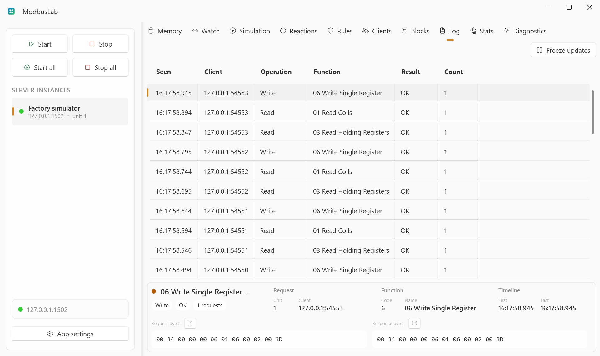 Traffic log view